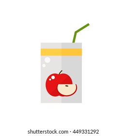 Pack of juice. Apple pack of juice icon isolated on white background. Fresh apple juice. Flat style vector illustration.