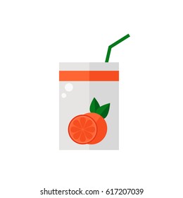 Pack of juice. Grapefruit pack of juice icon isolated on white background. Flat style vector illustration. 