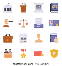 Paquete de Iconos Planos de Justicia 