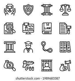 Pack of Justice Linear Icons 