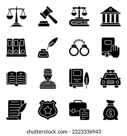 Pack of Justice Solid Icons 

