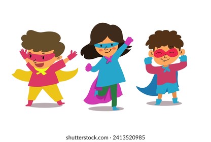 Pack of kids dressed as superheroes