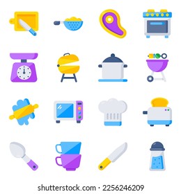 Pack of Kitchen Tools Flat Icons 

