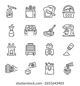 Pack of Kitchen Utensils Sketchy Style Icons 