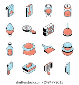 Pack of Kitchenware and Accessories Flat Icon 

