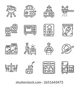 Pack of Kitchenware Doodle Style Icons 

