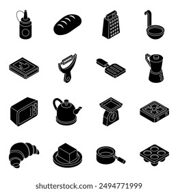 Pack of Kitchenware Solid Icon 

