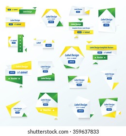 Pack of Label Collection Color  yellow, blue, green