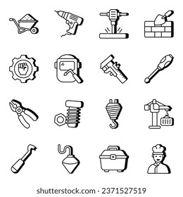 Pack of Labor Day and Construction linear Icons

