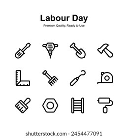 Pack of labor day icons in trendy design isolated on white background