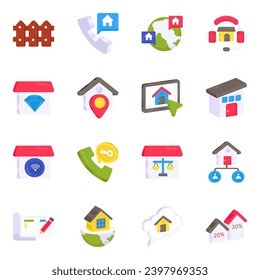 Paquete de iconos planos de aterrizaje

