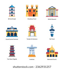 Pack of Landmarks Flat Icons

