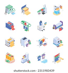 Pack of Laundry Isometric Icons 

