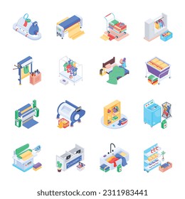 Paquete de productos de lavandería Isometric Icons 

