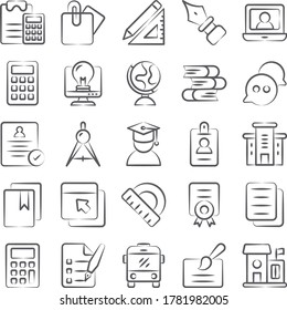 Pack Of Learning Doodle Icons 