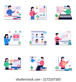 Pack of Learning Flat Illustrations

