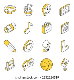 Pack of Learning Flat Isometric Icons

