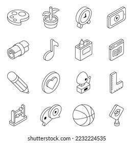 Pack of Learning Flat Isometric Icons

