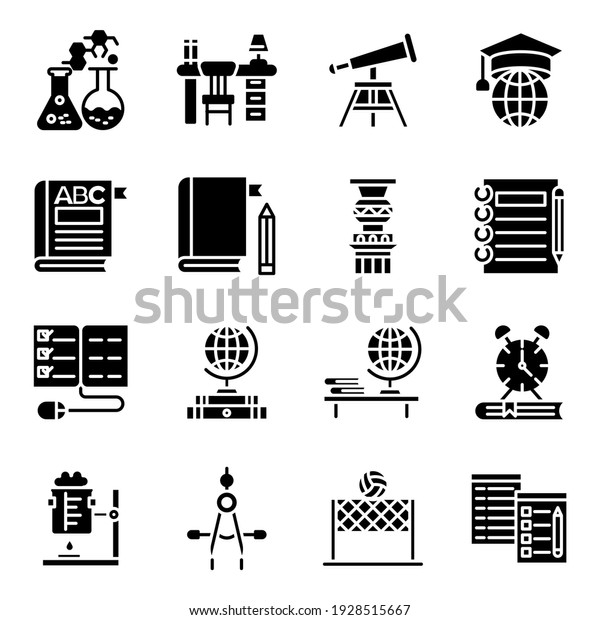 Pack of Learning Solid Icons\
