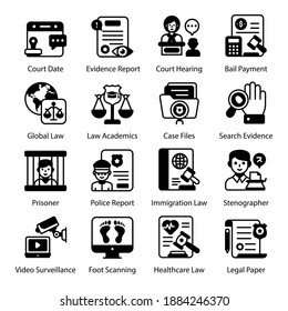 
Pack of Legal Affairs Solid Icons 