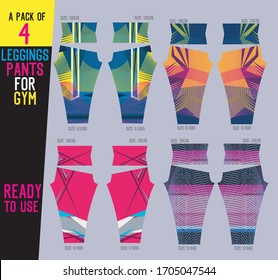 pack of leggings pants vector for gym with mold ready to use