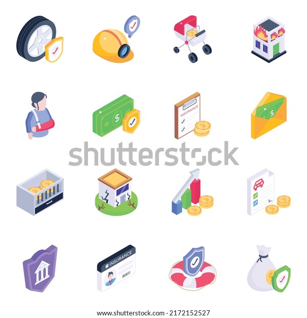 Pack of Life\
Insurance Isometric Icons\
\
\
