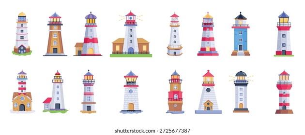 Paquete de ilustraciones planas de faros