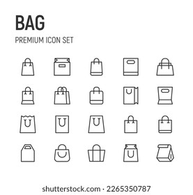 Pack of line bag icons. Premium signs for web, apps, sites and UI. Editable vector. Outline objects. 