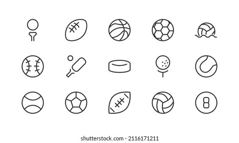 Pack of line ball  icons. Premium signs for web, apps, sites and UI. Editable vector. Outline objects. 