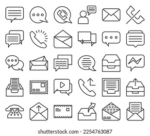 Pack of line Dialog and letters  icons set
