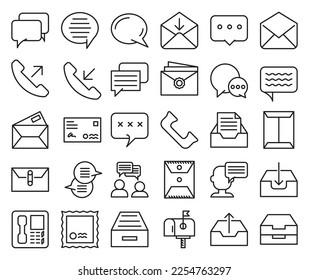 Pack of line Dialog and mail  icons set
