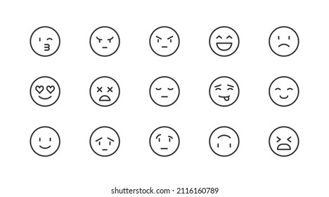 Pack of line emoji  icons. Premium signs for web, apps, sites and UI. Editable vector. Outline objects. 