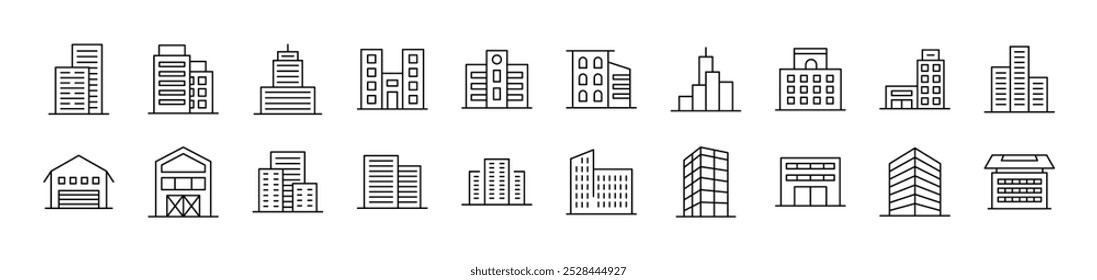 Paquete de iconos de línea de construcción. Trazo Editable. Pictograma lineal minimalista para el diseño de tarjetas, App, Anuncios, publicaciones