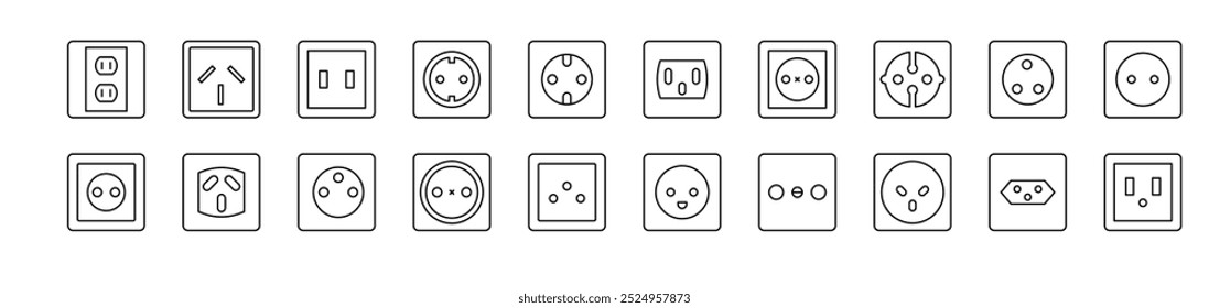Paquete de iconos de línea de Outlet. Trazo Editable. Pictograma lineal minimalista para el diseño de tarjetas, App, Anuncios, publicaciones 