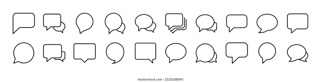 Pack of Line Icons of Speech Bubble. Editable Stroke. Minimalistic Linear Pictogram for Design of Cards, Apps, Banners, Posts