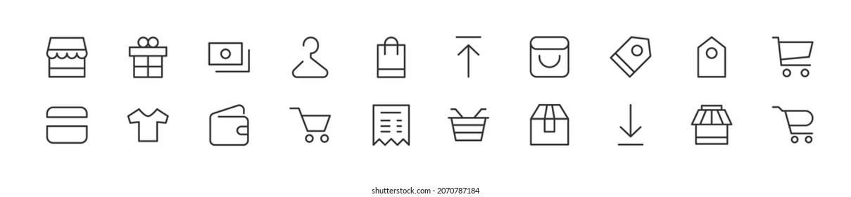 Pack of line marketplace icons. Premium signs for web, apps, sites and UI. Editable vector. Outline objects. 