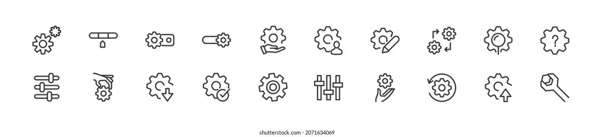 Paquete de iconos de opciones de línea. Firmas premium para web, aplicaciones, sitios y interfaz de usuario. Vector modificable. Objetos de esquema.