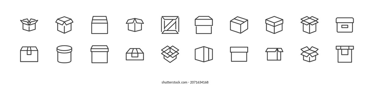 Pack of line package icons. Premium signs for web, apps, sites and UI. Editable vector. Outline objects. 