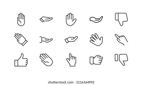 Pack of line palm  icons. Premium signs for web, apps, sites and UI. Editable vector. Outline objects. 