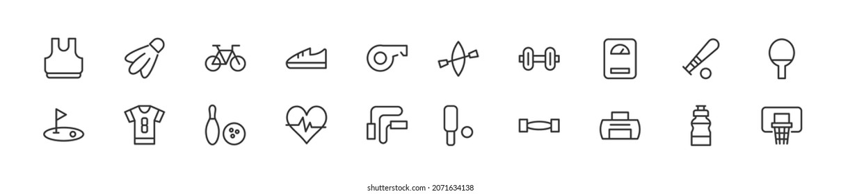 Pack of line recreation icons. Premium signs for web, apps, sites and UI. Editable vector. Outline objects. 