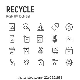 Pack of line recycle icons. Premium signs for web, apps, sites and UI. Editable vector. Outline objects. 