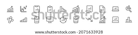 Pack of line statistics icons. Premium signs for web, apps, sites and UI. Editable vector. Outline objects.