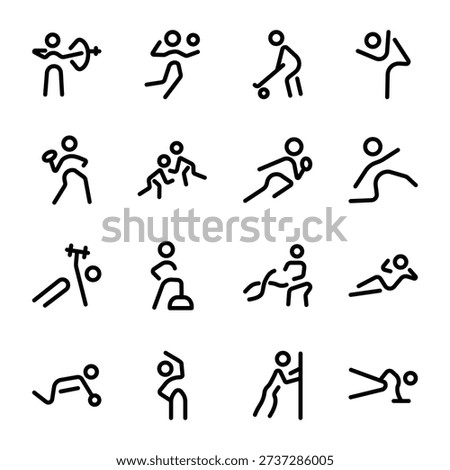 Pack of Line Style Sports and Exercise Icons 