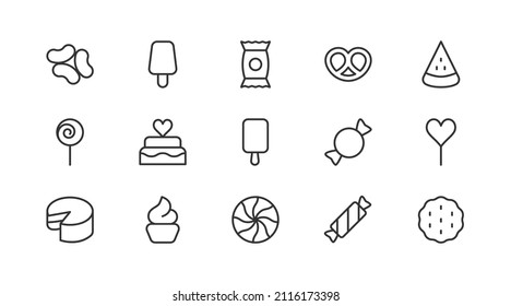 Pack of line sweet  icons. Premium signs for web, apps, sites and UI. Editable vector. Outline objects. 