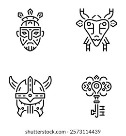 Pack of Linear Style Ancient Artefacts Icons 

