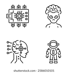 Pack of Linear Style Futuristic Icons 

