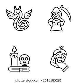 Pack of Linear Style Halloween Party Icons 

