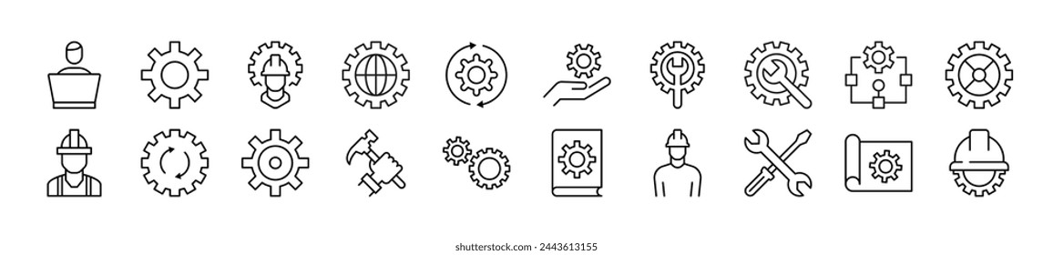 Pack of linear symbols of building. Editable stroke. Linear symbol for web sites, newspapers, articles book