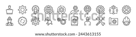 Pack of linear symbols of building. Editable stroke. Linear symbol for web sites, newspapers, articles book