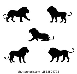 A Pack of Lion Silhouette Set